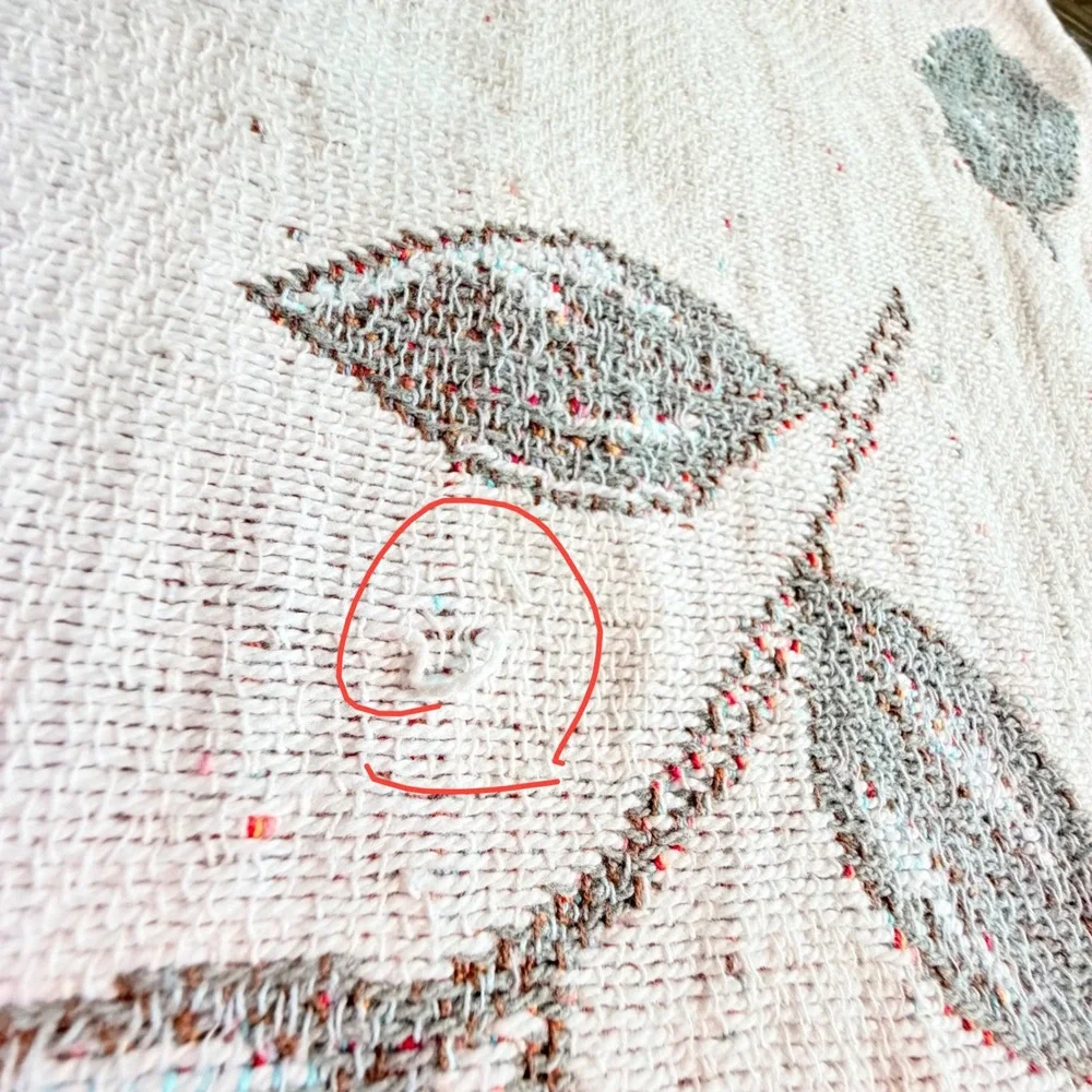 90s Cresswell 100% Cotton Woven Floral Throw Blanket Fringed Botanical 62x84